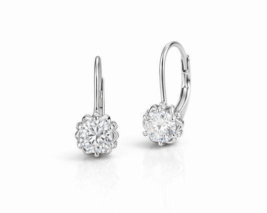Flower Earrings with Moissanites
