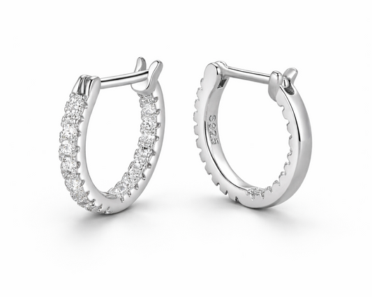 Tenderness Hoop White-gold plated Earrings
