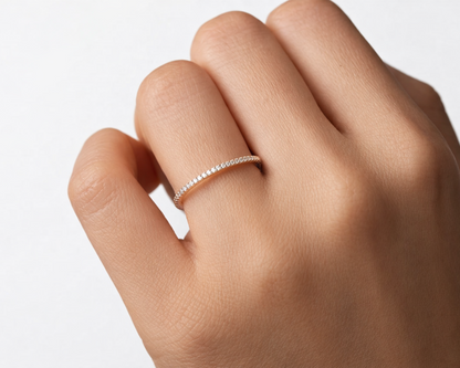 Silver Ring with Moissanites