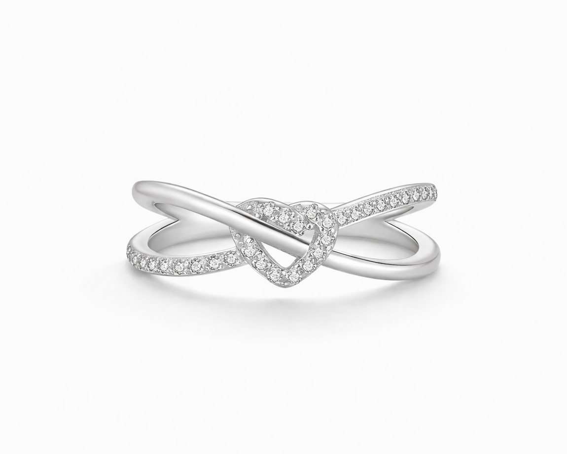 Knot Heart Silver Ring