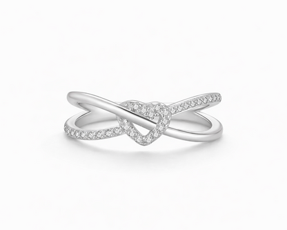 Knot Heart Silver Ring