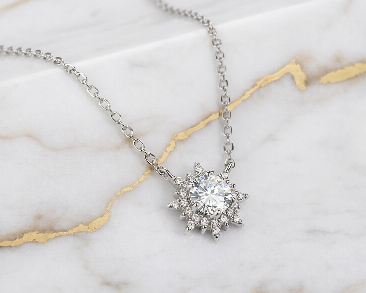 Starlight Silver Necklace with Moissanite