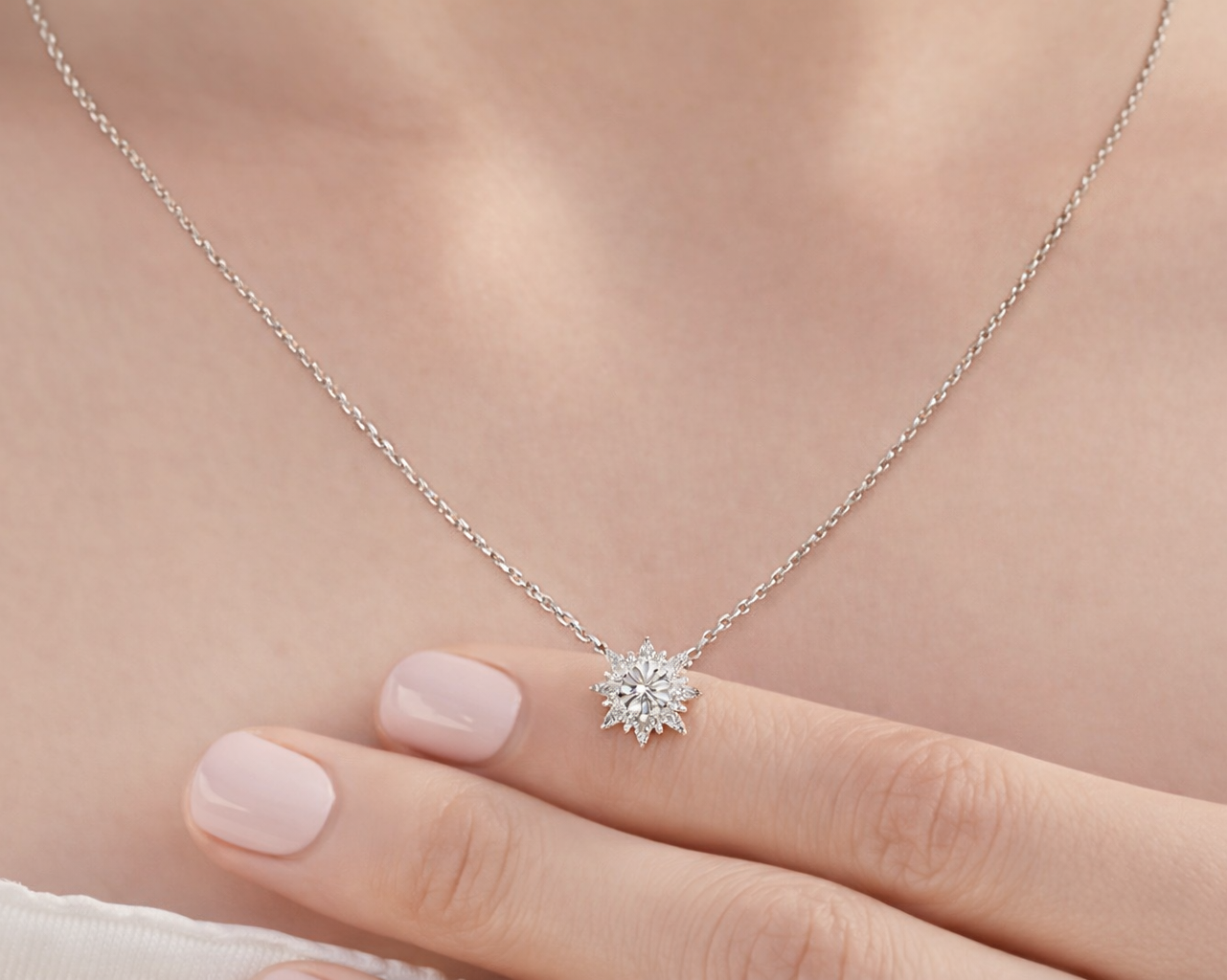 Starlight Silver Necklace with Moissanite