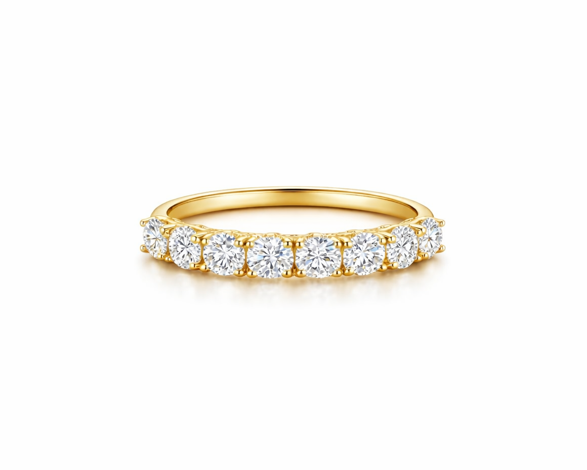 Eight Eternities Gold-plated Ring with Moissanites