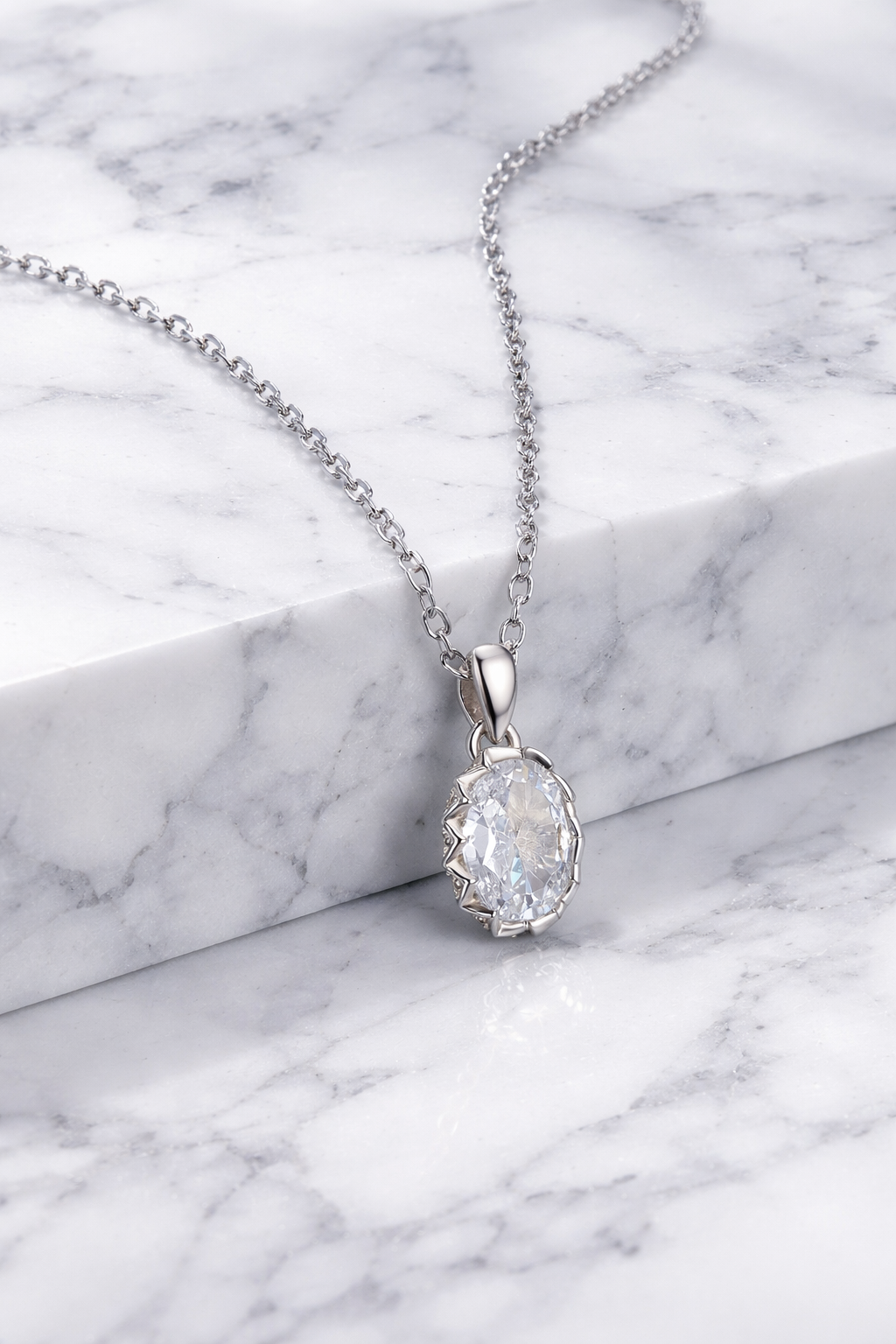 Divine Silver Necklace with Moissanite
