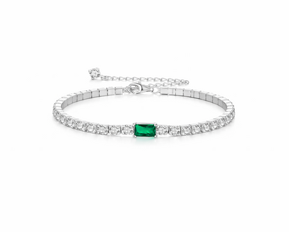 Cosmia Emerald Silver Tennis Bracelet