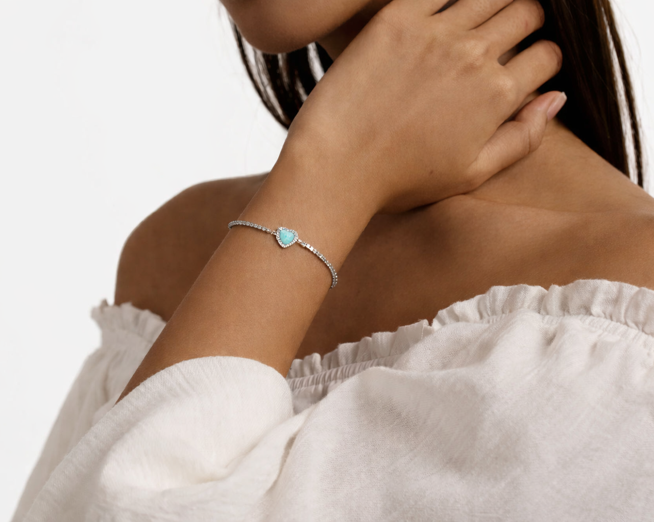 Azuré Opal Heart Silver Bracelet