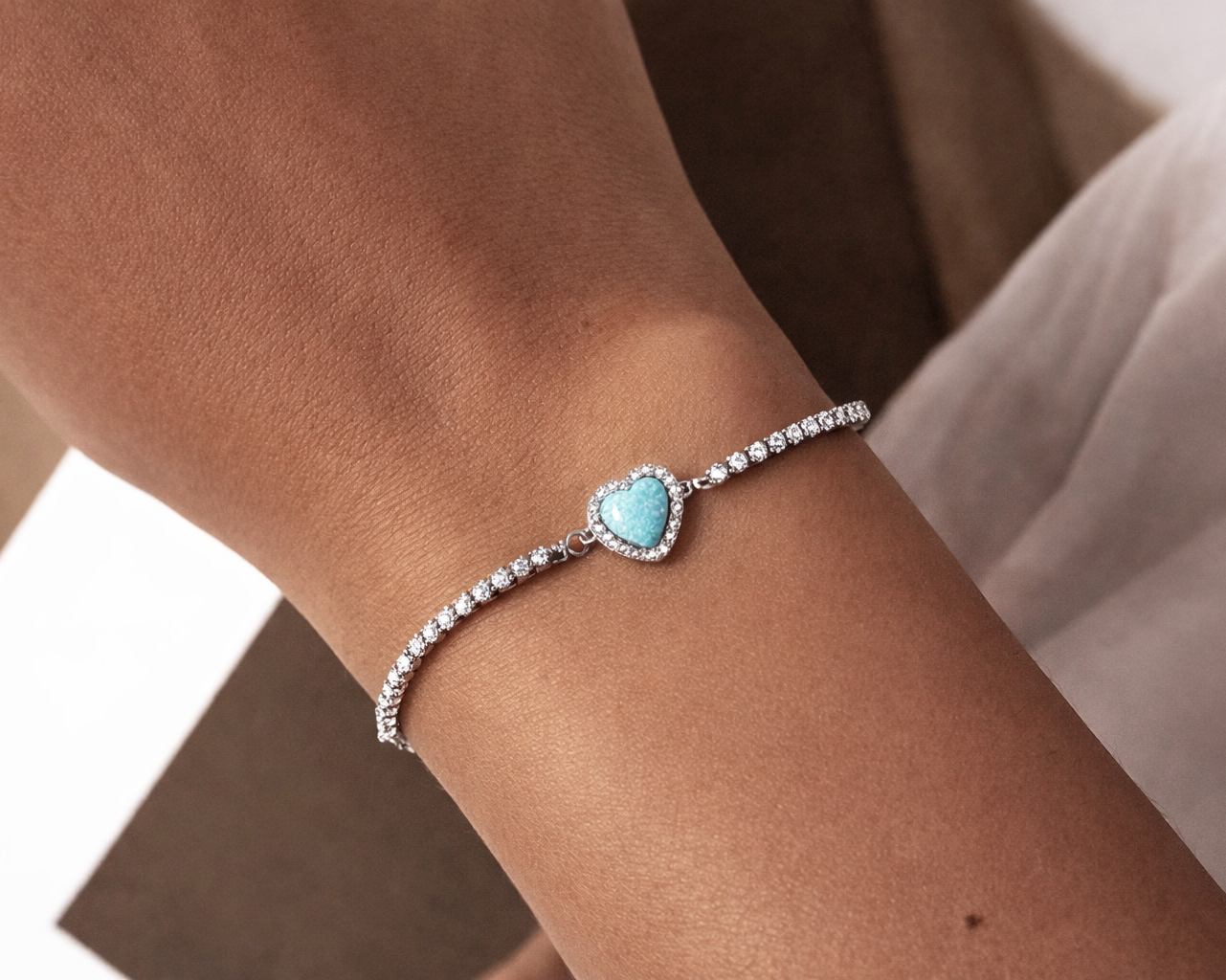 Azuré Opal Heart Silver Bracelet