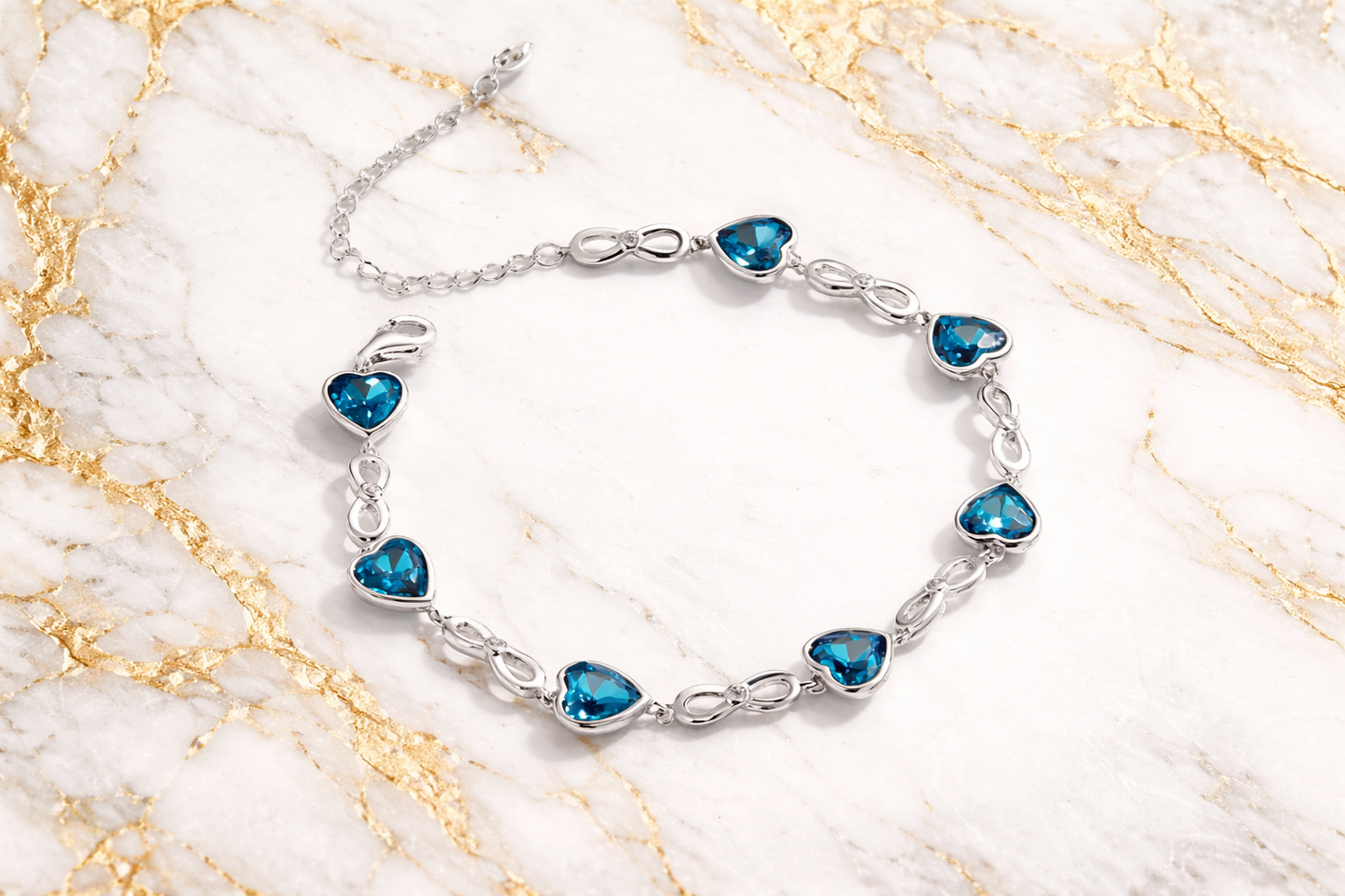 Essentia Blue Hearts Silver Bracelet