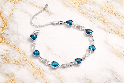 Essentia Blue Hearts Silver Bracelet