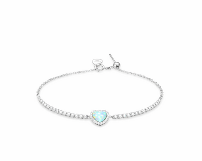 Azuré Opal Heart Silver Bracelet