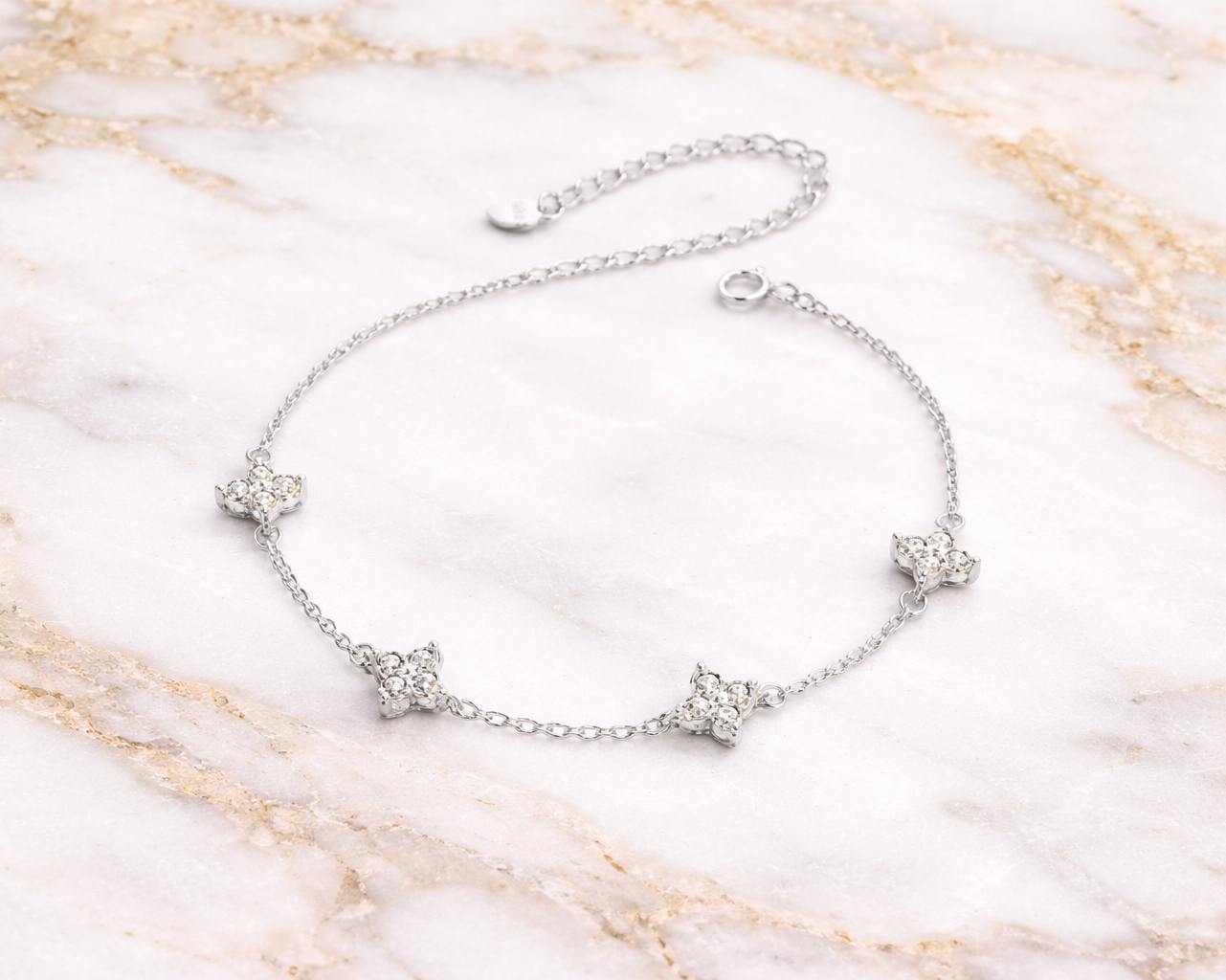 Flowers White-gold plated Bracelet