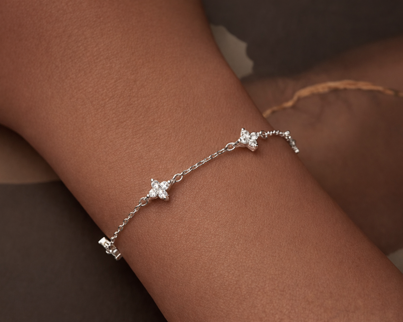 Flowers White-gold plated Bracelet