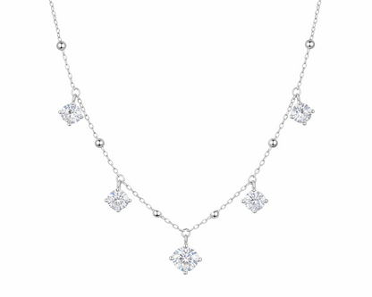 Elaria Silver Necklace with Five Moissanites
