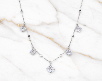 Elaria Silver Necklace with Five Moissanites