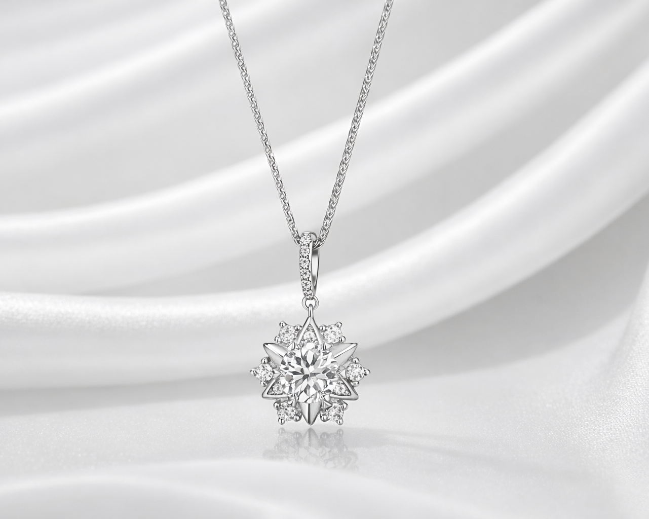 Stellara Star Silver Necklace with Moissanite