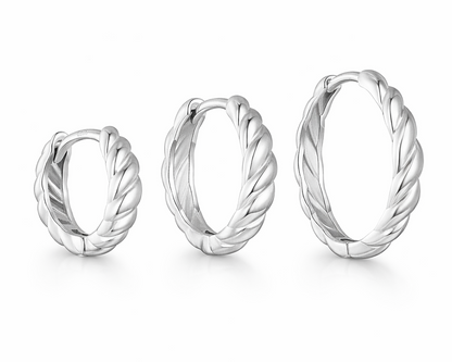 Twisted Rope White-gold plated Hoop Earrings