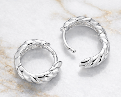 Twisted Rope White-gold plated Hoop Earrings