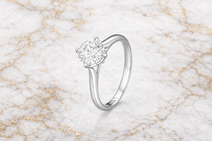 Eterna Silver Ring with Round Moissanite