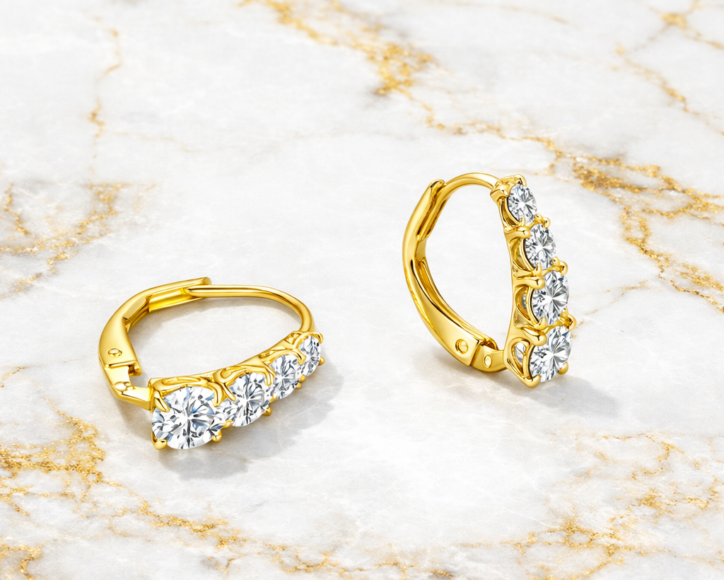 Calyra Gold-plated Hoop Earrings with Moissanites