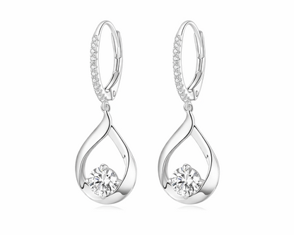 Ethereal Waterdrop Silver Hoop Earrings with Moissanites