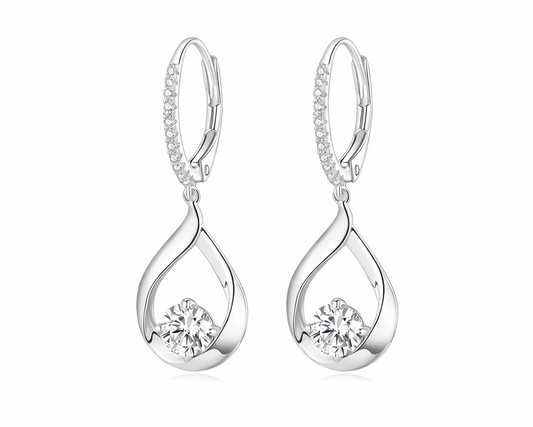 Ethereal Waterdrop Silver Hoop Earrings with Moissanites