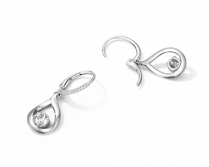 Ethereal Waterdrop Silver Hoop Earrings with Moissanites