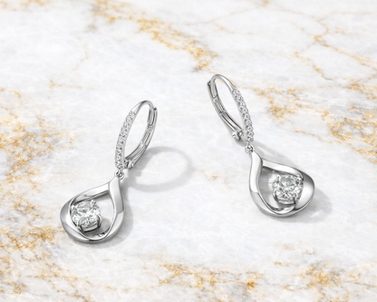 Ethereal Waterdrop Silver Hoop Earrings with Moissanites