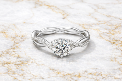 Galoria Twisted Silver Ring with Moissanite