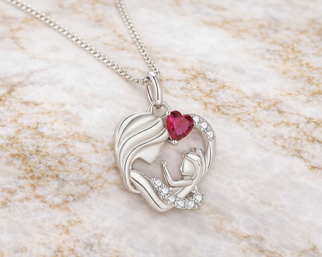 Materna Mother and Child Silver Necklace