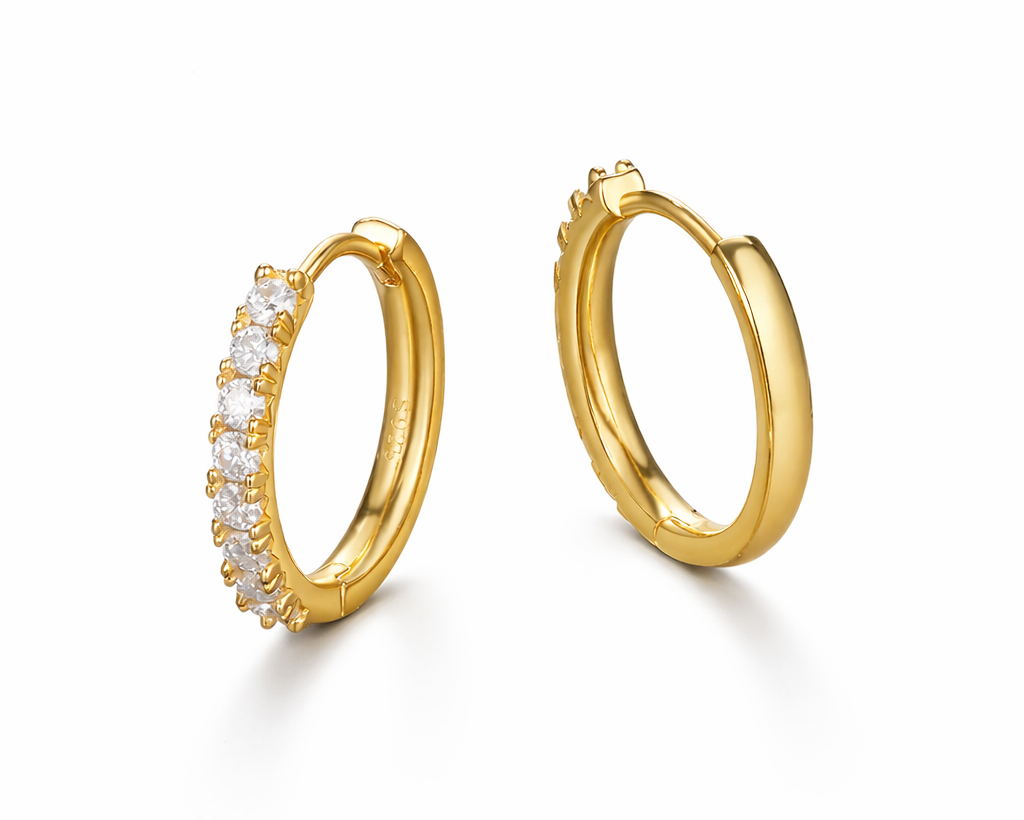 Isaluna Gold-plated Hoop Earrings with Moissanites