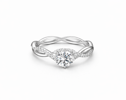 Galoria Twisted Silver Ring with Moissanite