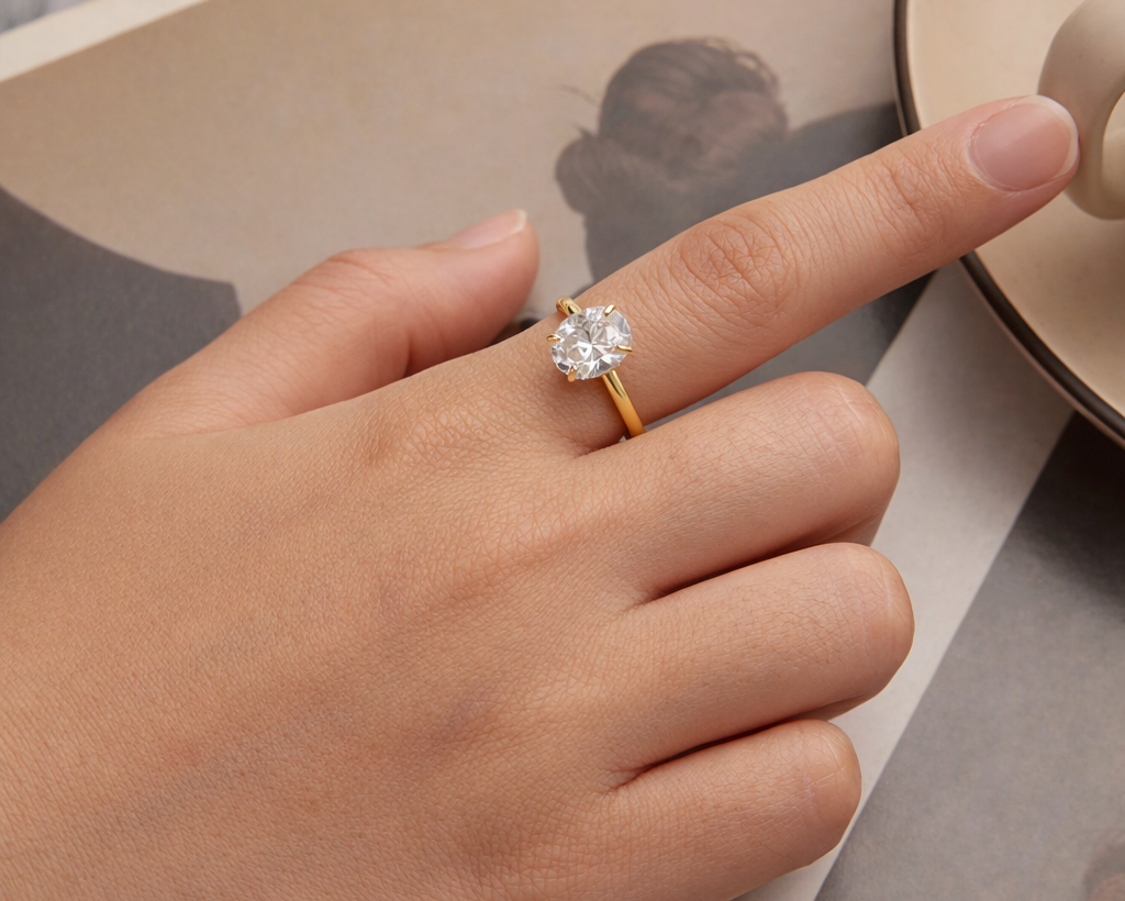 Celestique Oval Cut Gold-plated Ring