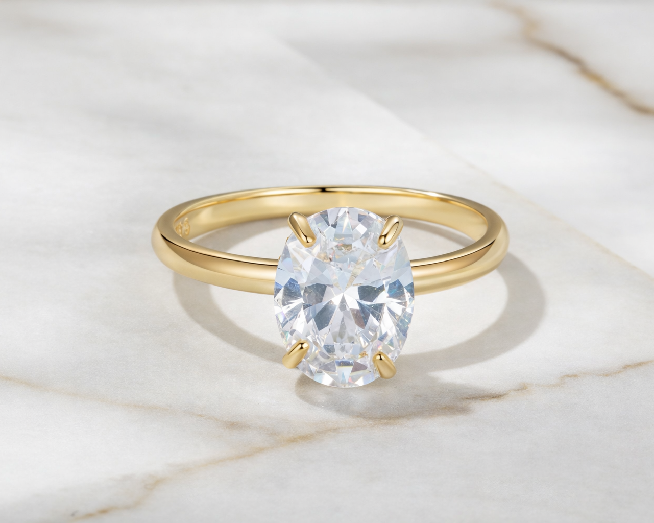 Celestique Oval Cut Gold-plated Ring