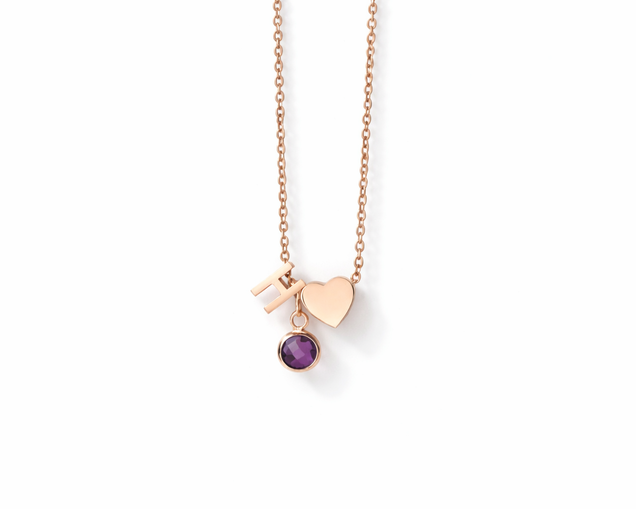 Initial & Heart with Birthstone Gold-plated Necklace