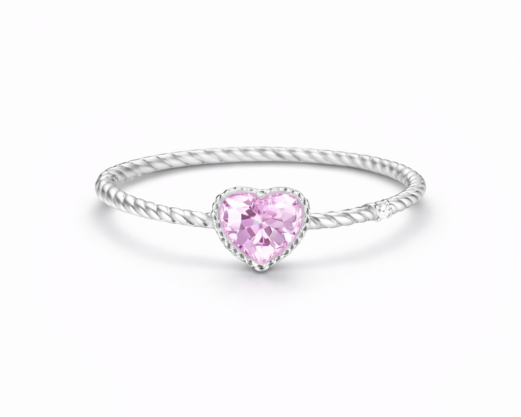 Amoria Pink Gem Silver Ring