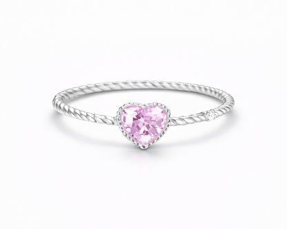 Amoria Pink Gem Silver Ring
