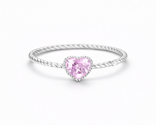 Amoria Pink Gem Silver Ring