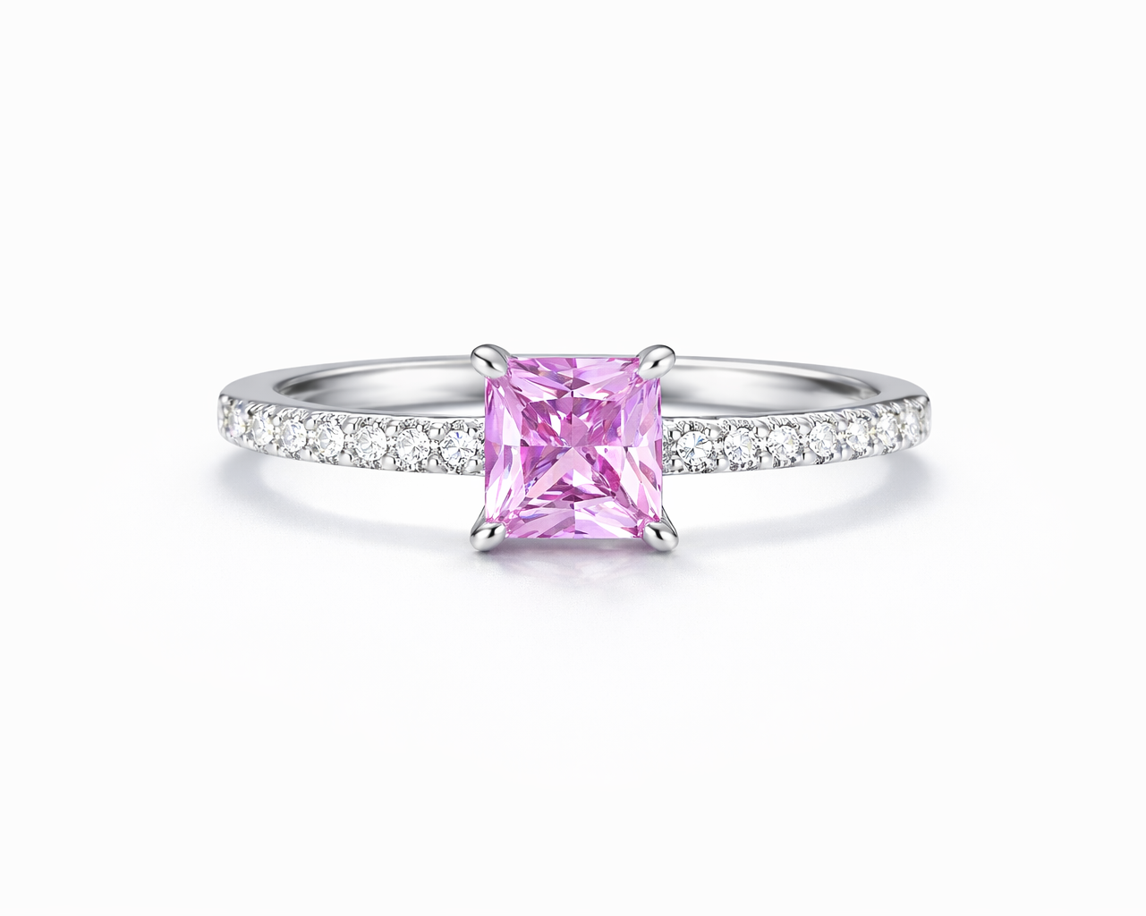 Amoria Pink Gem Silver Ring