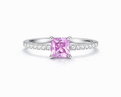Amoria Pink Gem Silver Ring