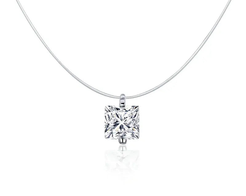 Aura Floating Stone Silver Necklace