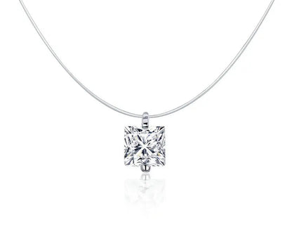 Aura Floating Stone Silver Necklace