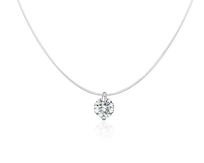 Aura Floating Stone Silver Necklace