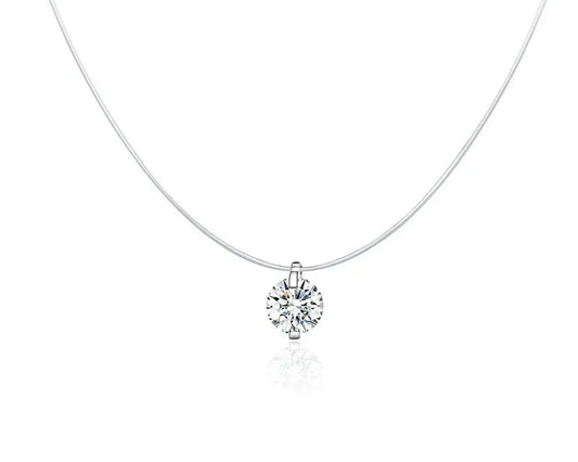 Aura Floating Stone Silver Necklace