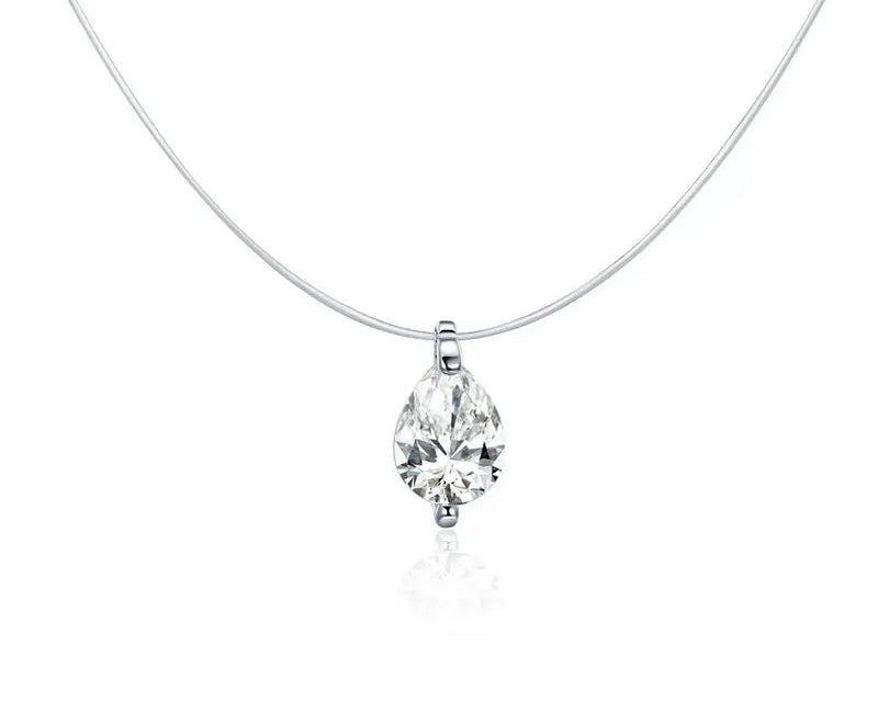 Aura Floating Stone Silver Necklace