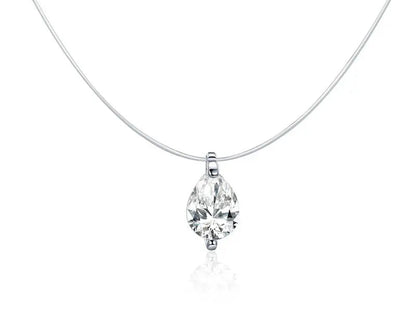 Aura Floating Stone Silver Necklace