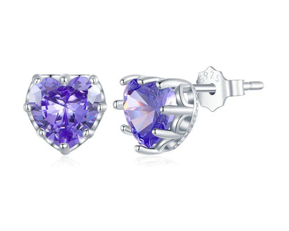 Heart Birthstone Silver Earrings