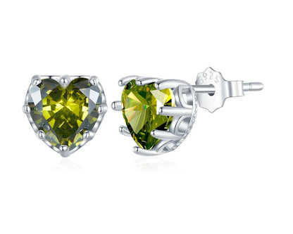 Heart Birthstone Silver Earrings