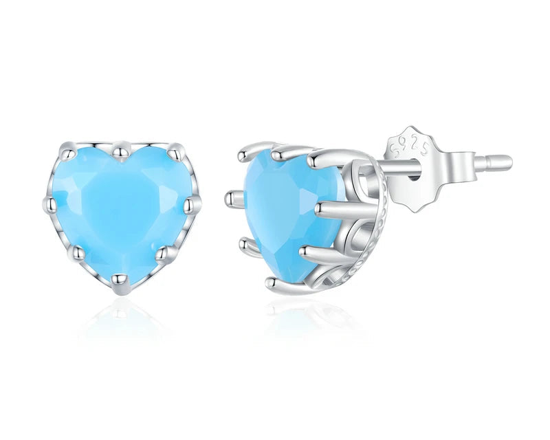 Heart Birthstone Silver Earrings