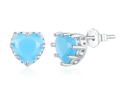 Heart Birthstone Silver Earrings